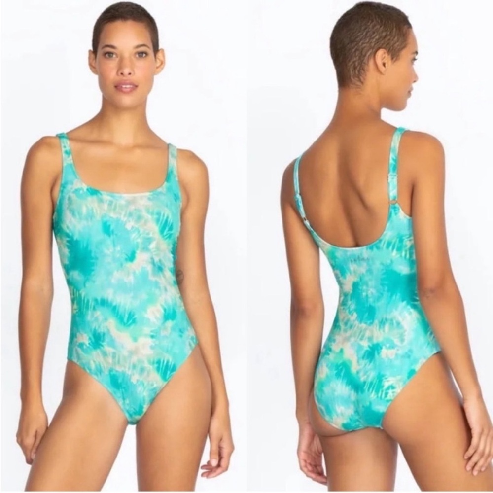 Johnny Was CALME Turquoise Tie-Dye One-Piece Swimsuit